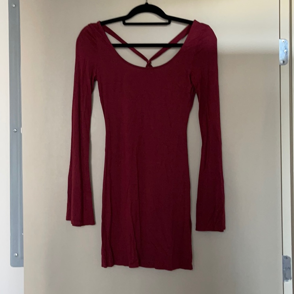 Form-Fitting Burgundy Dress